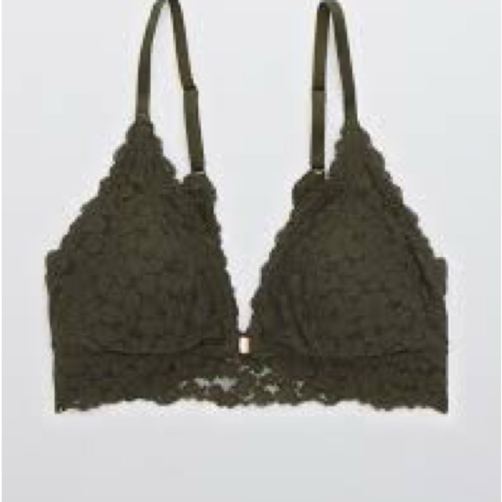 Aerie Lace Bralette in Deep Olive